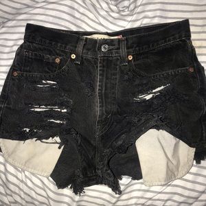 Black Distressed Levi Shorts